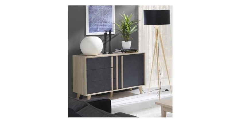 Buffet, enfilade, bahut petit modèle MALMO. Meuble design type SCANDINAVE. Effet ultra tendance pour votre salon.