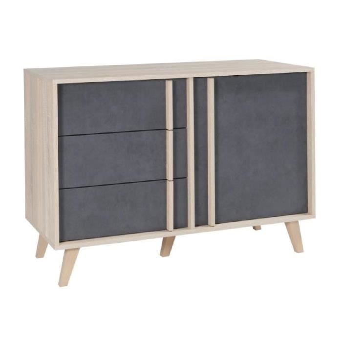 Buffet, enfilade, bahut petit modèle MALMO. Meuble design type SCANDINAVE. Effet ultra tendance pour votre salon.