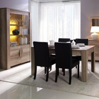 Vitrine, argentier, vaisselier FARRA 4 portes + LED. Meuble contemporain idéal pour votre salon ou salle à manger.