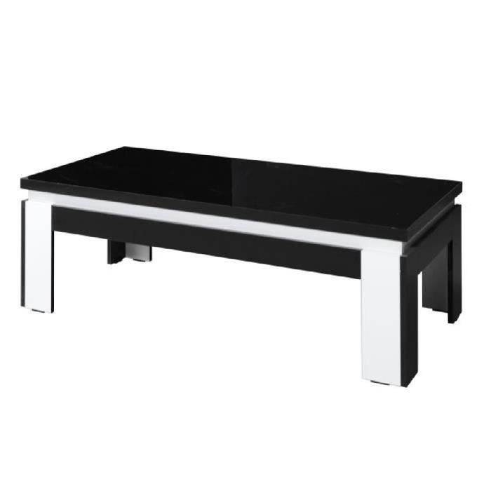 Table basse design LINA coloris noir et blanc brillant