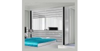 Chambre à coucher complète LINA blanche et noire brillante. Ensemble complet, moderne et design pour votre maison.
