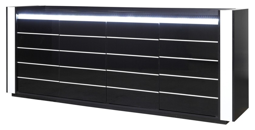 Buffet, bahut LINA noir et blanc avec LED