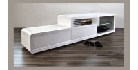 Meuble TV NELSON 180 cm à 2 tiroirs et 2 niches coloris blanc