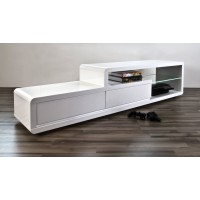 Meuble TV NELSON 180 cm à 2 tiroirs et 2 niches coloris blanc