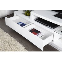 Meuble TV NELSON 180 cm à 2 tiroirs et 2 niches coloris blanc