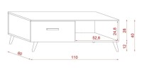 Table basse EDEN 110 cm avec 1 tiroir et 1 niche, coloris blanc.