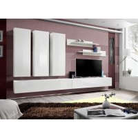 Meuble TV FLY E1 design, coloris blanc brillant. Meuble suspendu moderne et tendance pour votre salon.