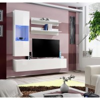 Meuble TV FLY H3 design, coloris blanc brillant. Meuble suspendu moderne et tendance pour votre salon.