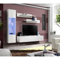 Meuble TV FLY G3 design, coloris blanc brillant. Meuble suspendu moderne et tendance pour votre salon.