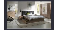Chambre à coucher complète MAXIM. Lit adulte 160x200 cm + tiroir + sommier + chevets + commode + armoire\garde robe