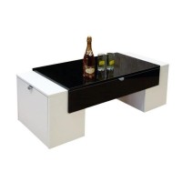 Table basse LUCK ultra design et modulable. Table basse noire et blanche avec une finition haute brillance