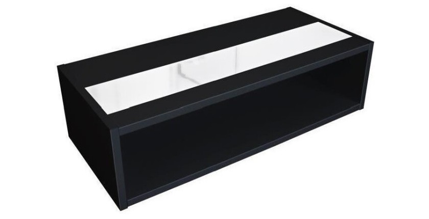 Table basse DANN style contemporain noir avec bandeau vitré - L 116 x l 51 cm
