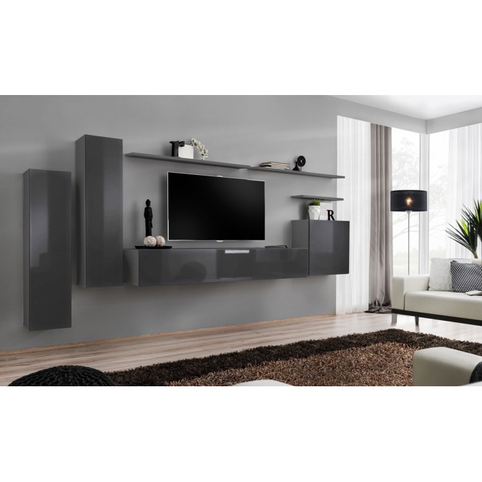 Ensemble de meubles de salon collection SWITCH I design, coloris gris brillant.