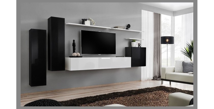 Ensemble de meubles de salon collection SWITCH I design, coloris noir et blanc brillant.