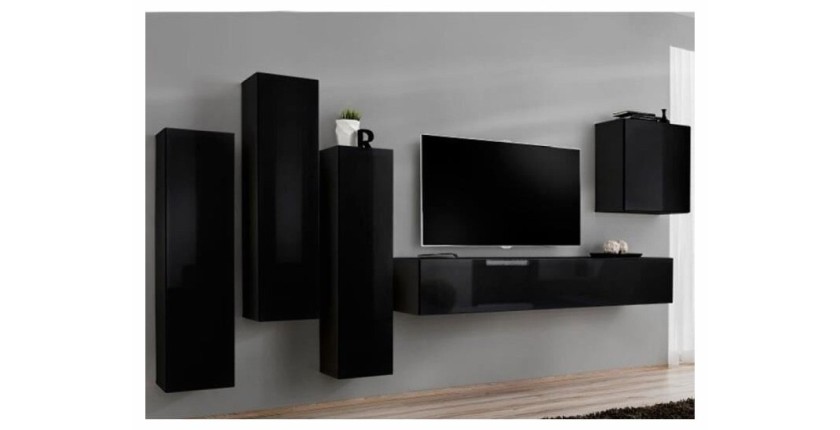 Ensemble de meubles de salon design collection SWITCH III. Coloris noir brillant.