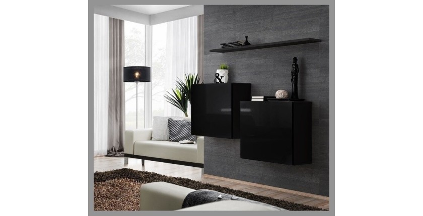 Ensemble meubles de salon SWITCH SBI design, coloris noir brillant.