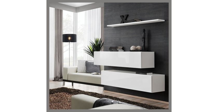 Ensemble meubles de salon SWITCH SBII design, coloris blanc brillant.