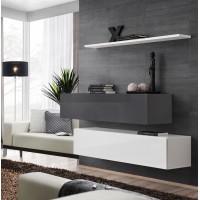 Ensemble meubles de salon SWITCH SBII design, coloris blanc et gris brillant.