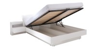 Lit avec coffre RENATO + sommier + tables de chevet intégrées avec LED, couchage 180x200 cm.