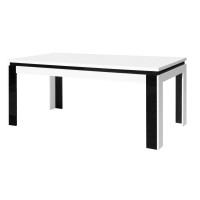 Table salle à manger LINA 180cm . Coloris blanc. Table 6 personnes brillante noire et blanche . Design moderne.