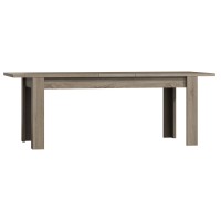 Table extensible pour salle à manger FARRA. Dimensions 180cm avec rallonge 40cm. Coloris Oak canyon, chêne clair