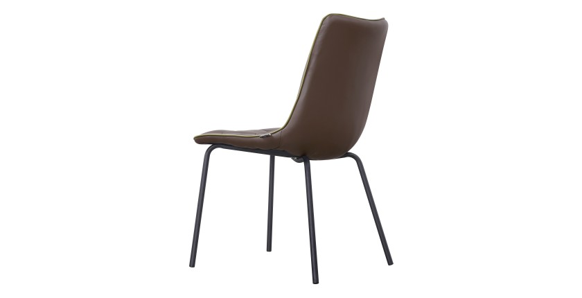 Chaise PAOLO design en acier et similicuir coloris marron (lot de 4)