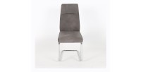 Chaise OLIVIER design en métal et tissu coloris gris - Lot de 4