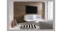Meuble TV suspendu design SPEED, 160 cm, 1 porte, coloris noir avec LED intégrée.