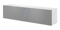 Meuble TV suspendu design SPEED, 160 cm, 1 porte, coloris blanc et gris avec LED intégrée.