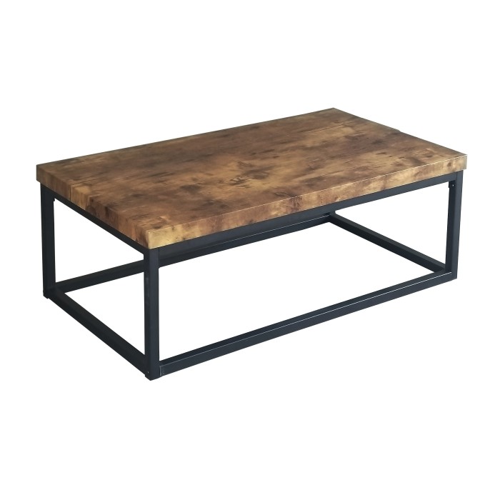Table basse ARIZONA plateau en bois foncé, pieds en acier. Idéal pour votre salon.