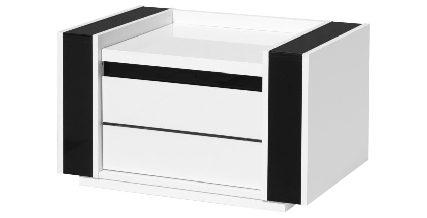 Chevet deux tiroirs de la collection LINA. coloris BLANC Meuble design type MODERNE.