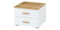 Lot de deux tables de chevet design pour votre chambre à coucher, collection WOOD. Coloris chêne et blanc alpin