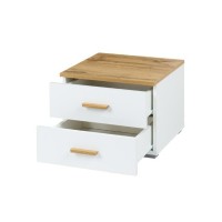 Lot de deux tables de chevet design pour votre chambre à coucher, collection WOOD. Coloris chêne et blanc alpin