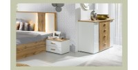 Commode WOOD. Coloris chêne et blanc. Meuble design, idéal pour votre chambre