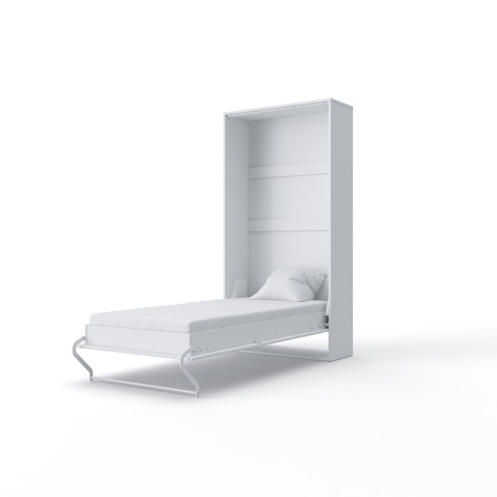 Lit design blanc encastrable Inventor 90 cm, avec sommier, pour une chambre adulte ou ado.
