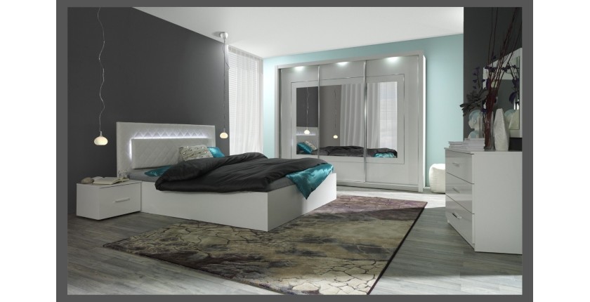 Lit PANAREA 180 x 200 cm avec sommier inclus, idéal pour chambre à coucher. Meuble design.