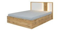 Lit adulte design WOOD 160x200 cm + option coffre + LED dans la tête de lit.