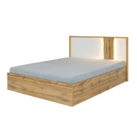 Lit adulte design WOOD 180 x 200 cm + option coffre + LED dans la tête de lit. Meuble design, idéal pour votre chambre.