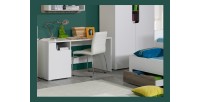 Bureau droit moderne RICCO. Idéal pour une chambre enfant ou ado. Coloris blanc