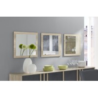 Lot de 3 miroirs MALMO. Cadre coloris chêne clair, sonoma. Accessoire idéal pour la décoration de votre habitation.