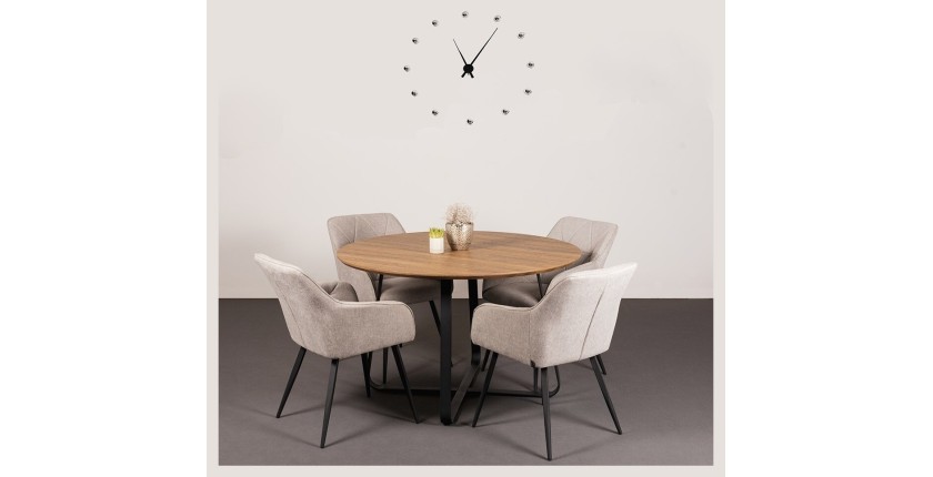 Table à manger ronde NOVES, ø120cm - brun/noir - Style Moderne