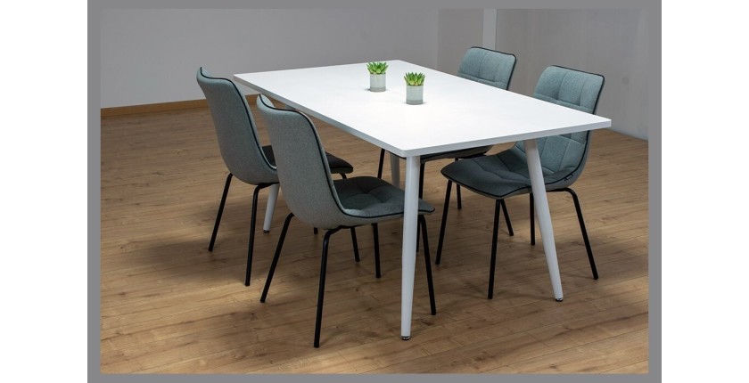 Table 160 x 90 Collection RENNES pieds métal et plateau blanc. Table design.