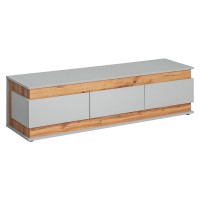 Meuble TV 150 avec 3 tiroirs Collection MUNICH. Coloris gris et bois. Style design.