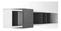 Meuble TV design suspendu SINA 150 cm. Coloris blanc et gris anthracite