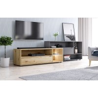 Ensemble meuble TV ROCK 240 cm. Coloris chêne et gris anthracite