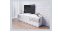 Meuble TV XL 200cm collection KILES. Coloris blanc et gris. Style design.