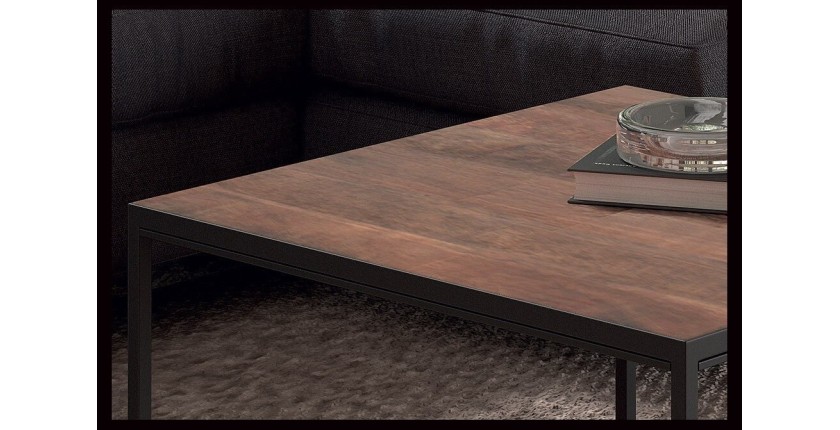 Table Basse carré GOA en bois massif 60x60cm. Meuble style industriel