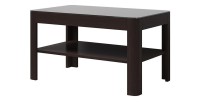 Table basse collection TONGA. Meuble type DESIGN coloris Wenge  plateau en verre fumé noir.