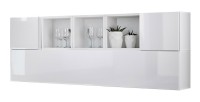 Composition de meubles murales CUBES 5 design coloris blanc et blanc brillant. Meuble de salon suspendu