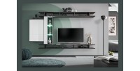 Ensemble meuble TV mural TONY design couleur gris anthracite. Meuble de salon suspendu